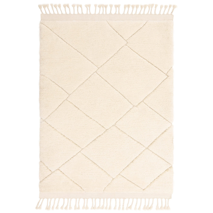 Fes berber-style boho rug in neutral tones on a plain background