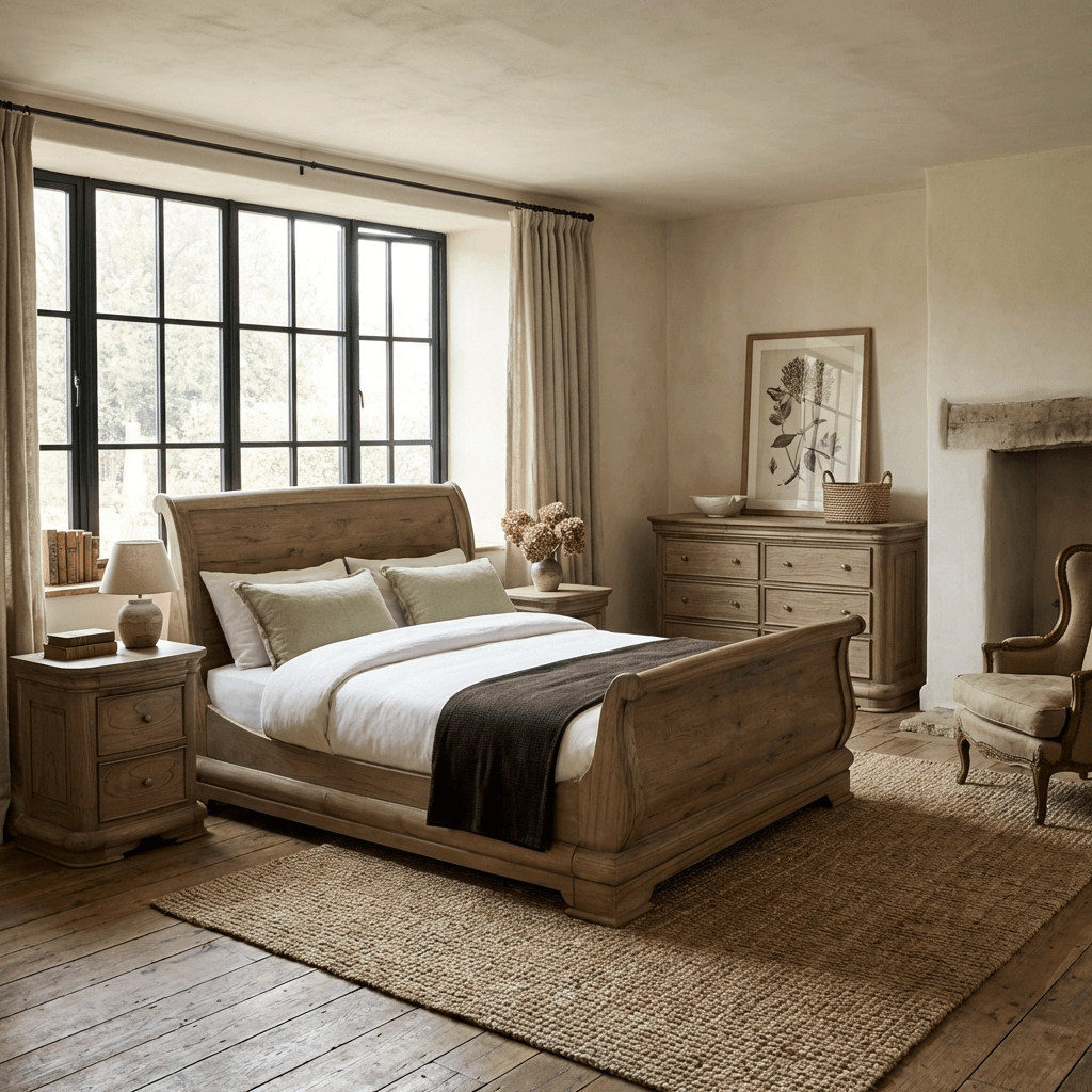 Fulbrook Oak King Size Sleigh Bed