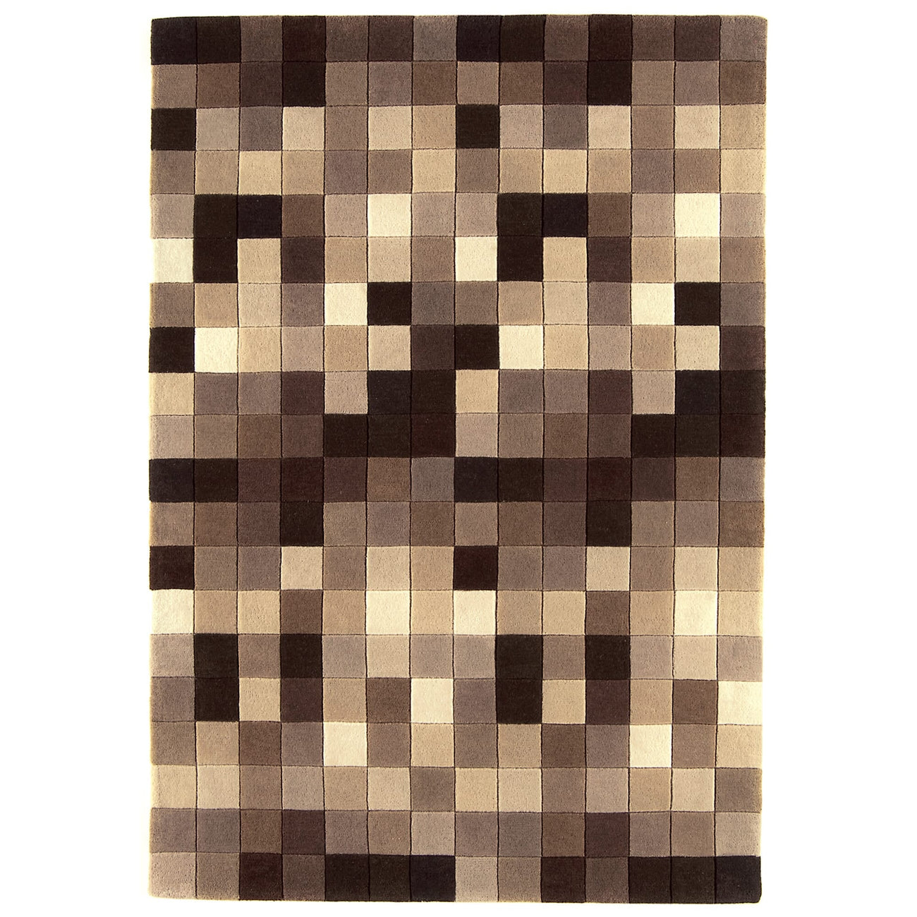 Funk Natural Boxes hand-carved wool rug in natural and brown tones
