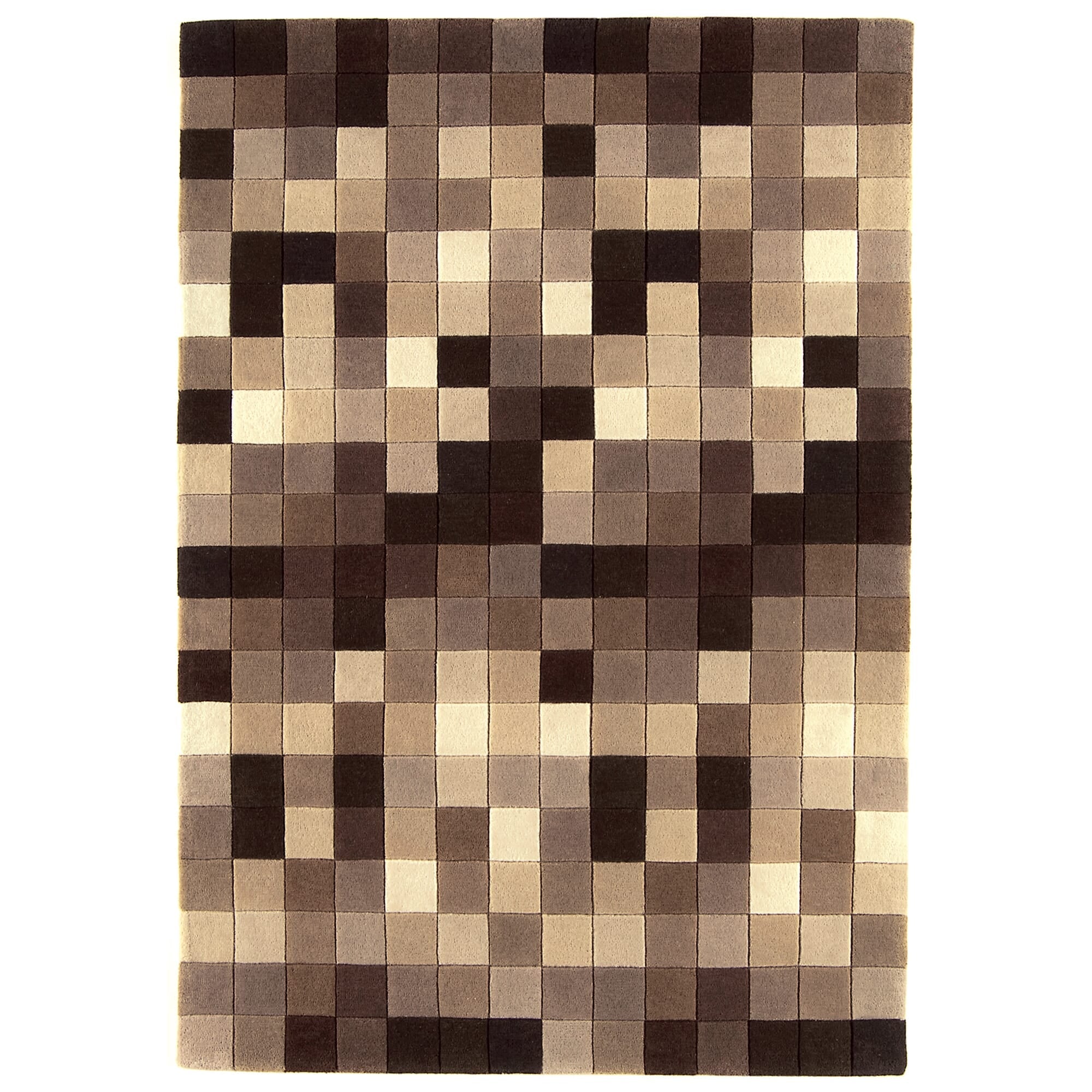 Funk Natural Boxes hand-carved wool rug in natural and brown tones