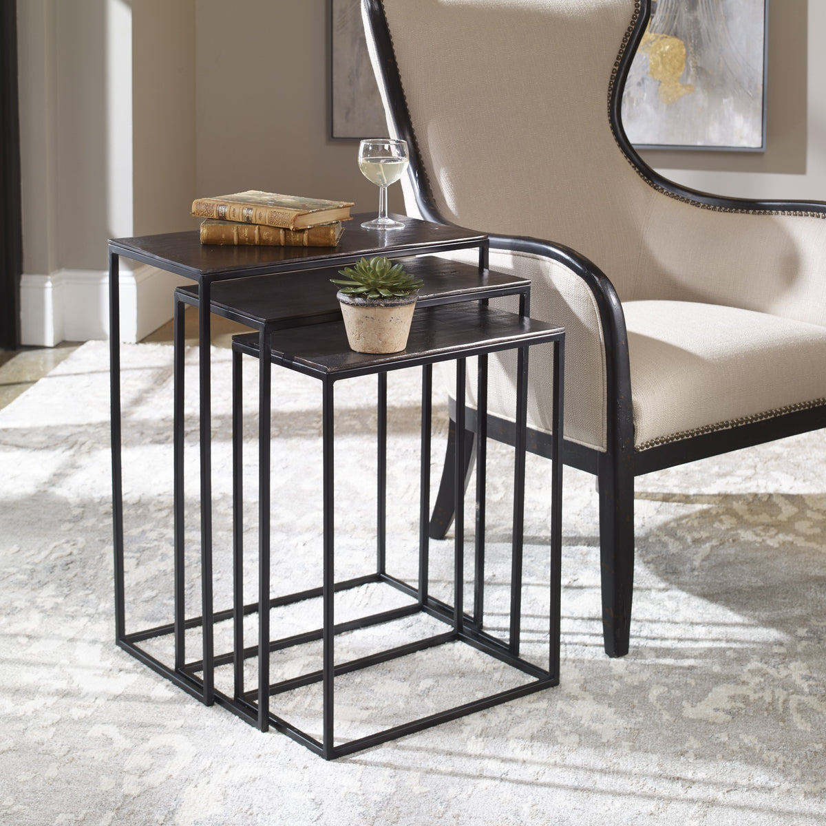 Coreene Iron Nesting Tables – Set of 3