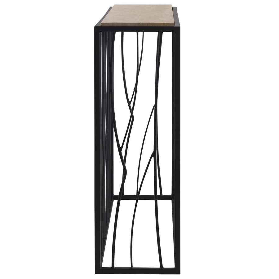 Reed Travertine Console Table