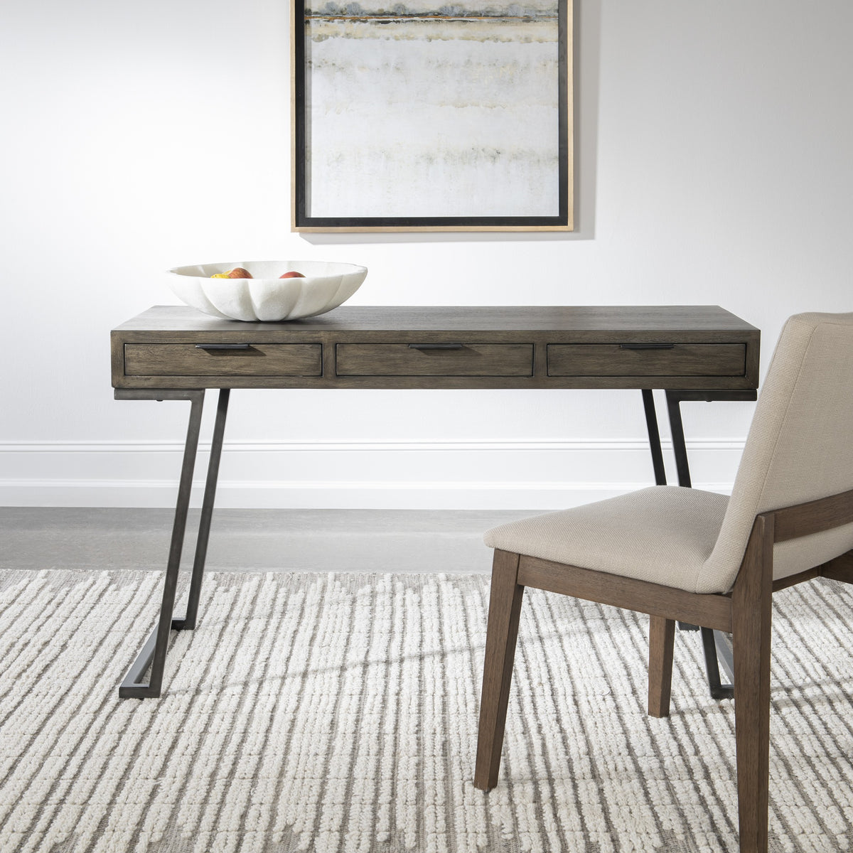 Comrade Mango Wood Desk – Aged Steel Base