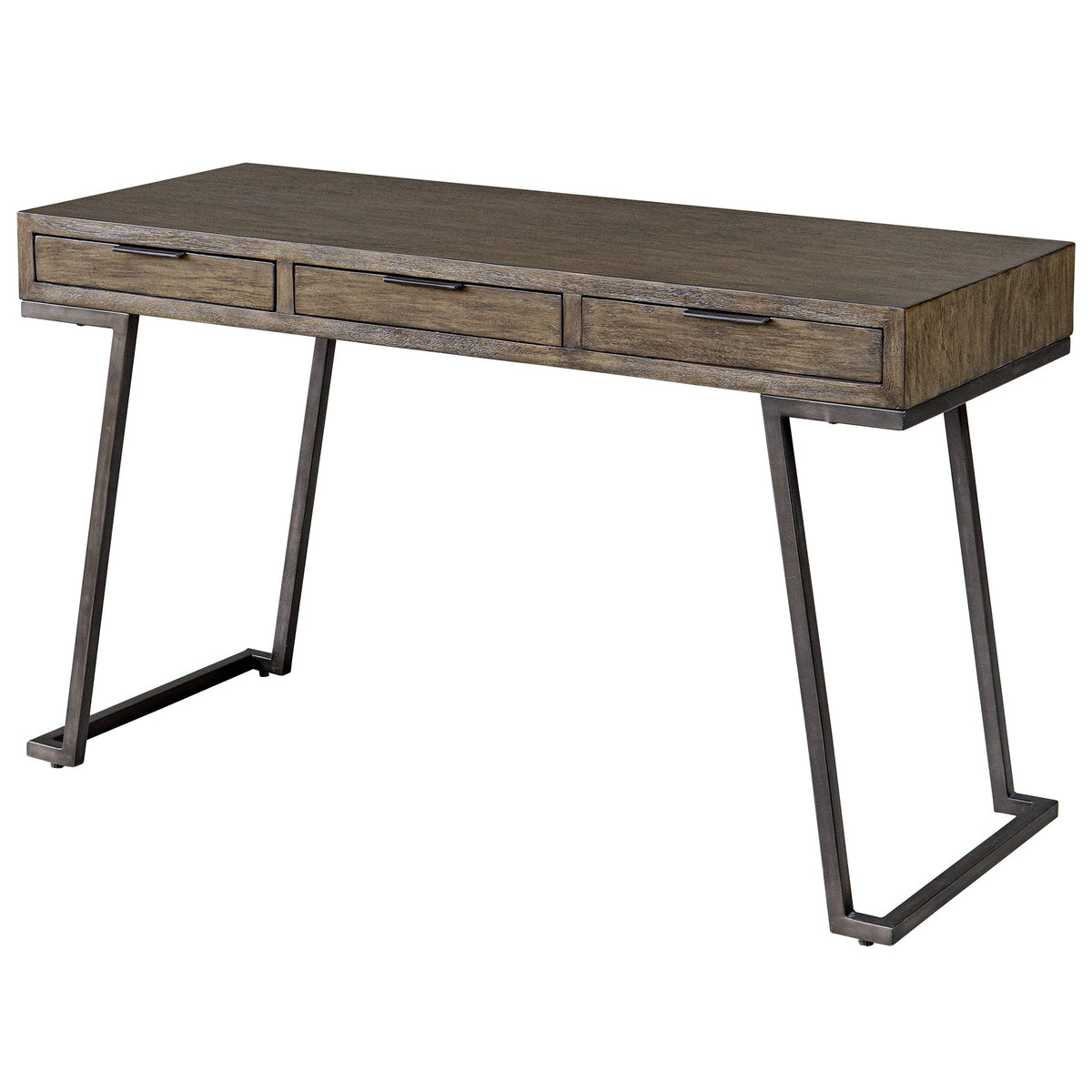 Comrade Mango Wood Desk – Aged Steel Base