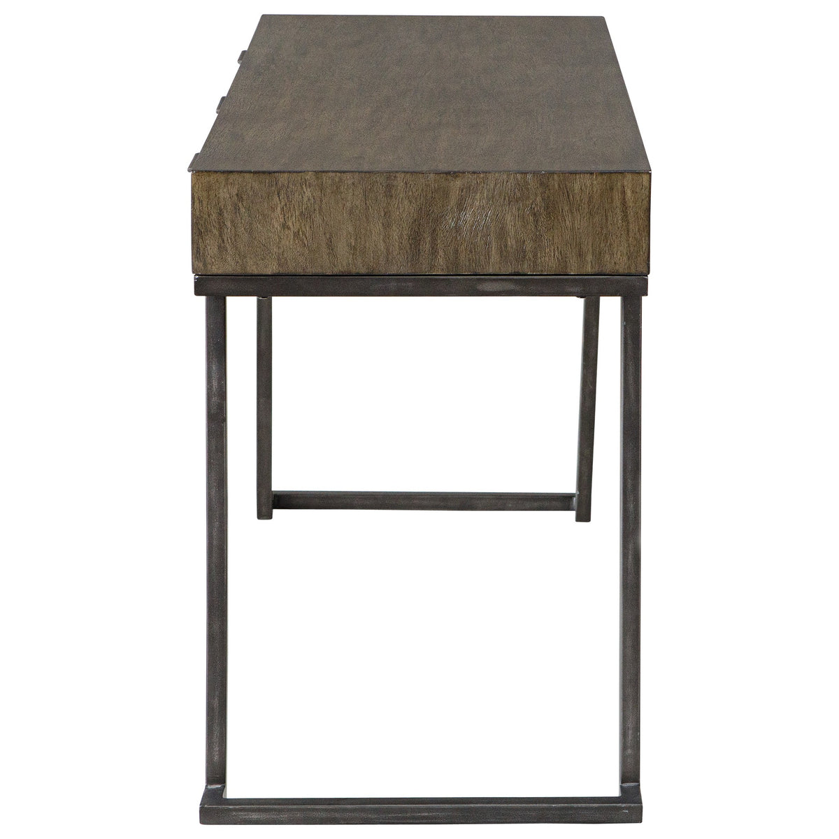 Comrade Mango Wood Desk – Aged Steel Base