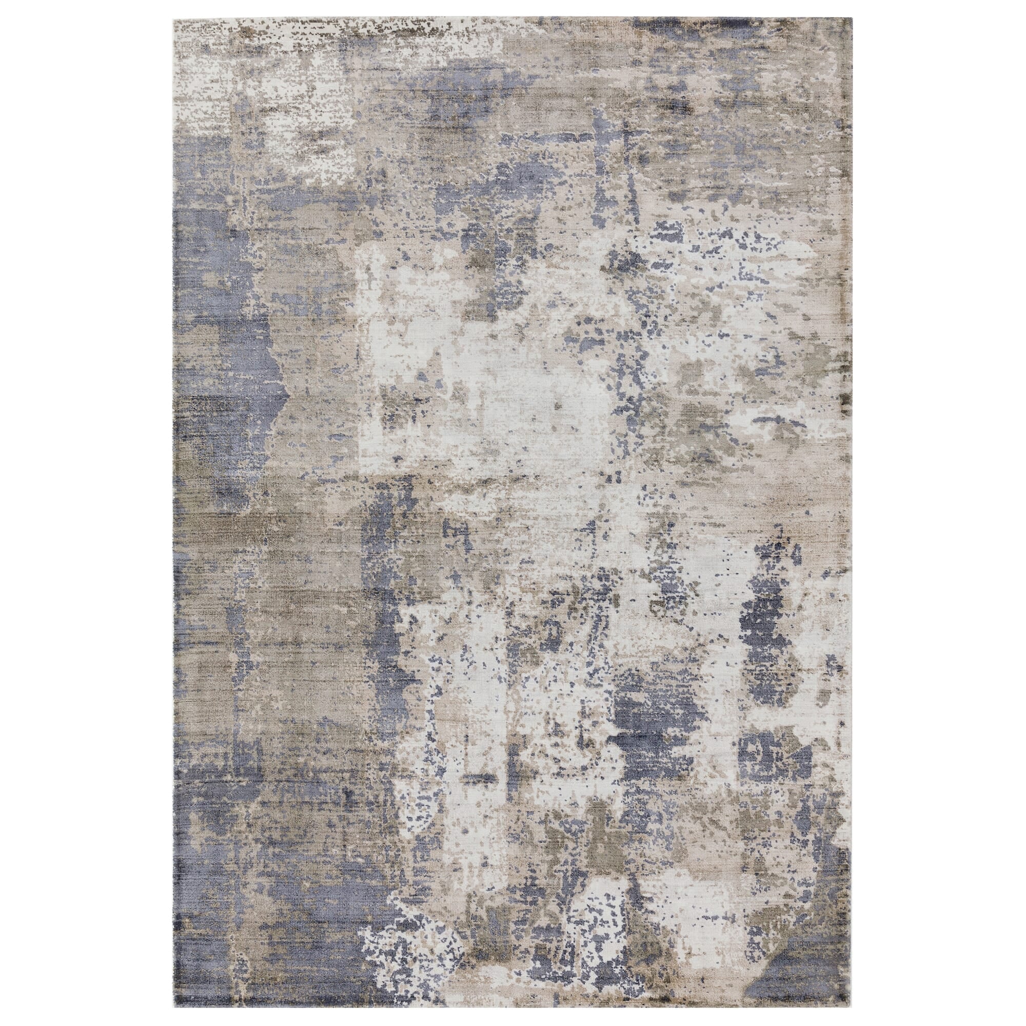 Gatsby Cloud abstract rug in muted off-white viscose, full white-background view