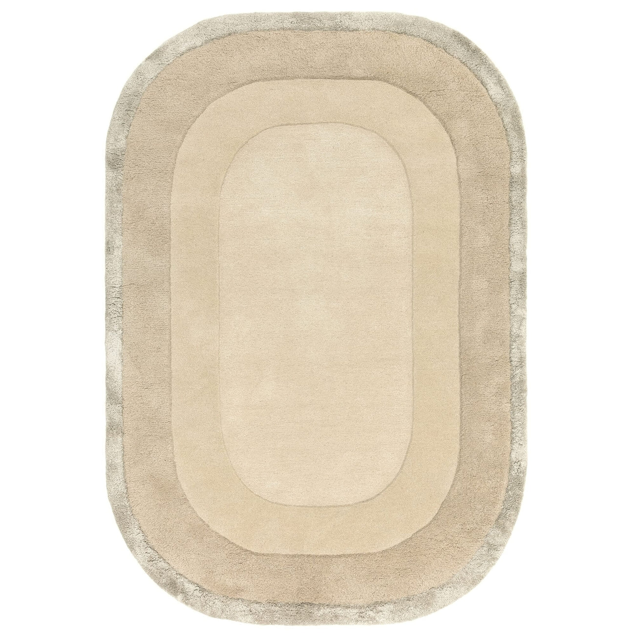 Halo Calico oval rug on a white background, showing the shaggy viscose border