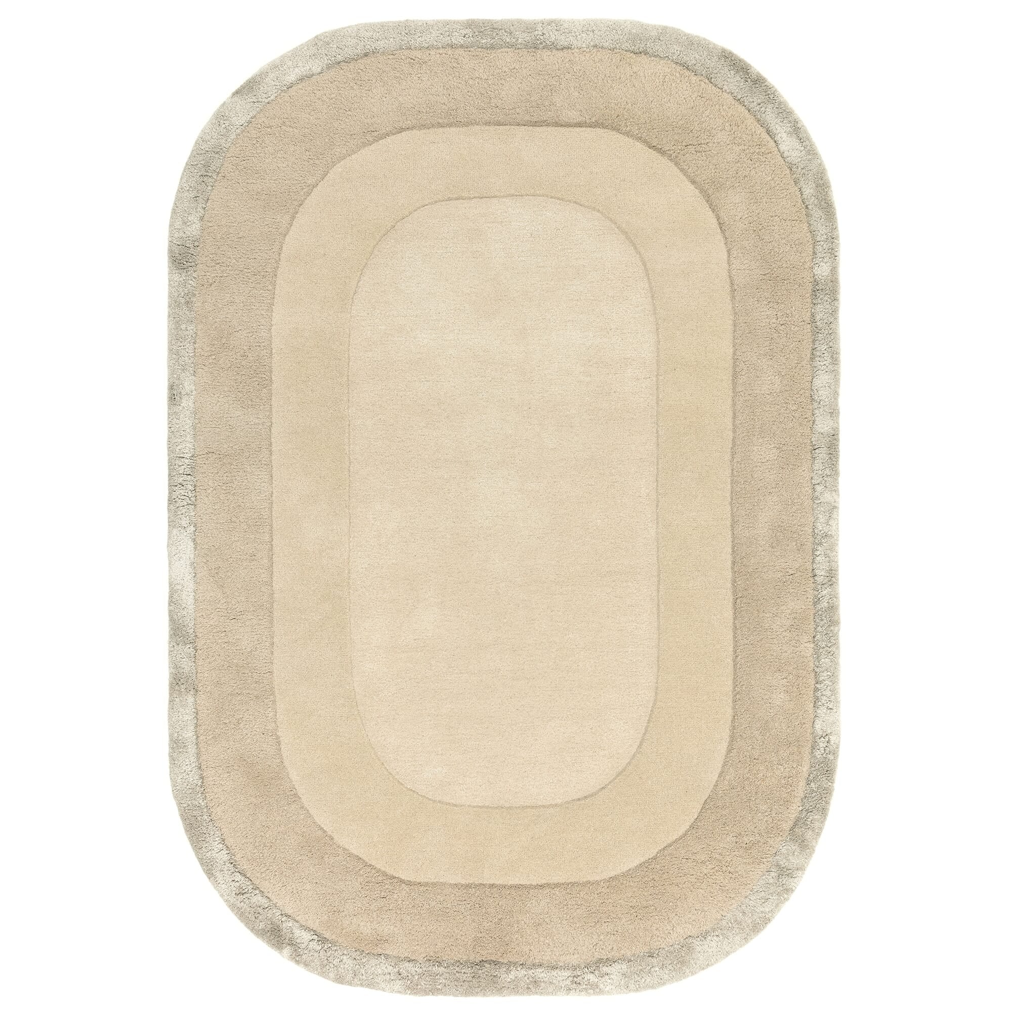 Halo Calico oval rug on a white background, showing the shaggy viscose border