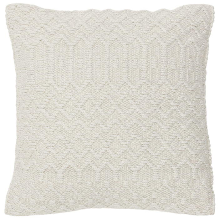 Halsey Natural weatherproof scatter cushion on a white background, 45x45cm