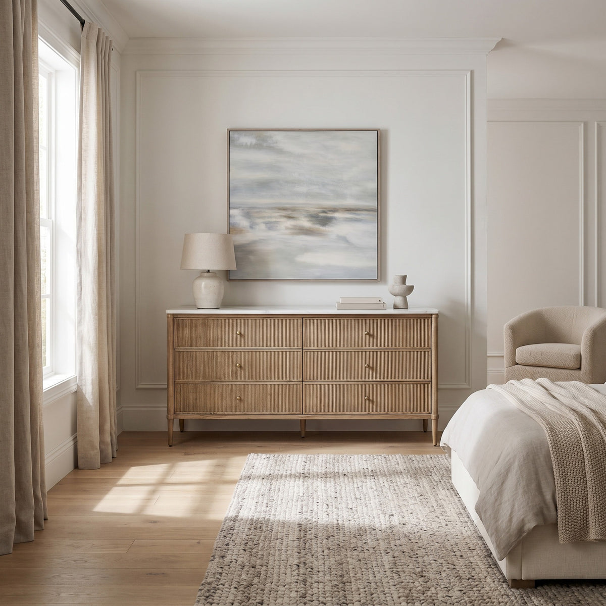 Highgrove 6 Drawer Chest of Drawers with Marble Top