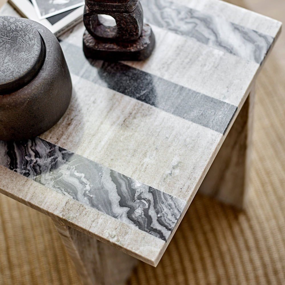 Clea Side Table - Brown Marble