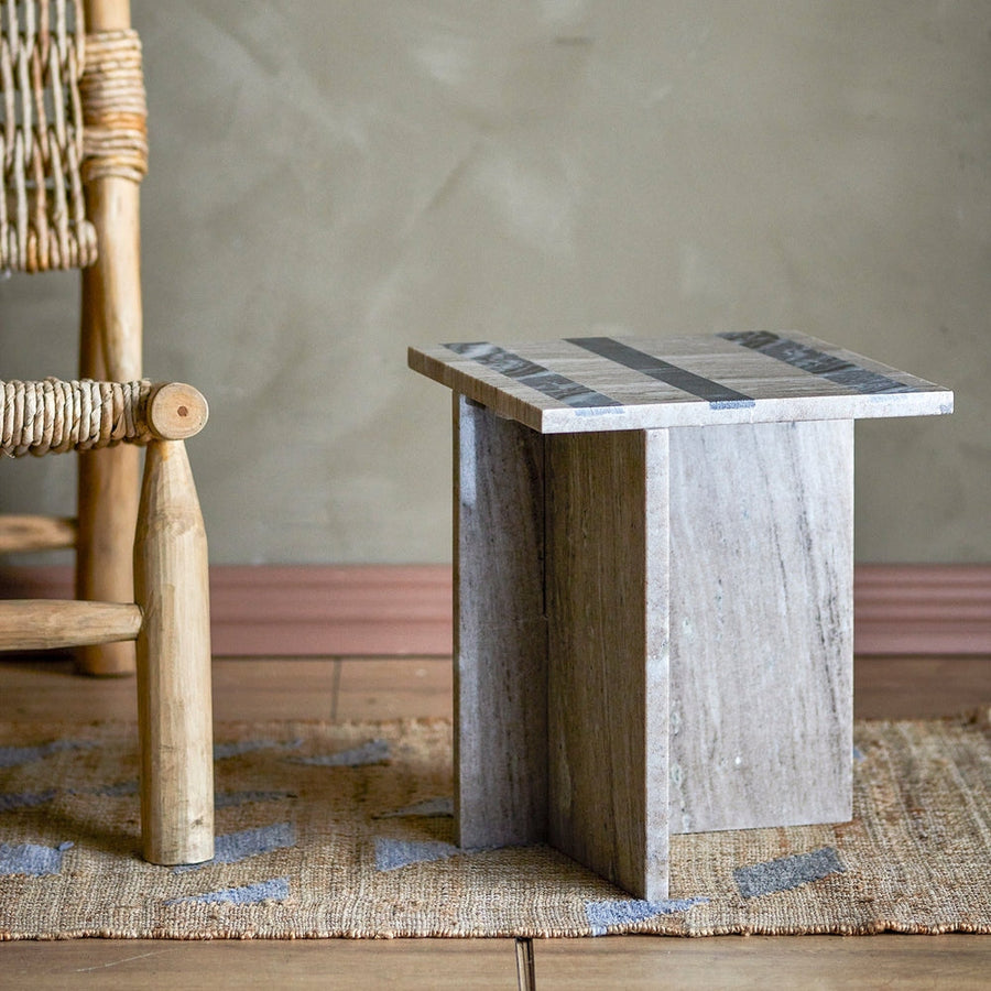 Clea Side Table - Brown Marble