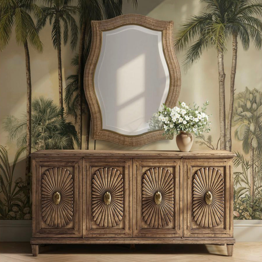 Palm Court Haven Rattan Wall Mirror
