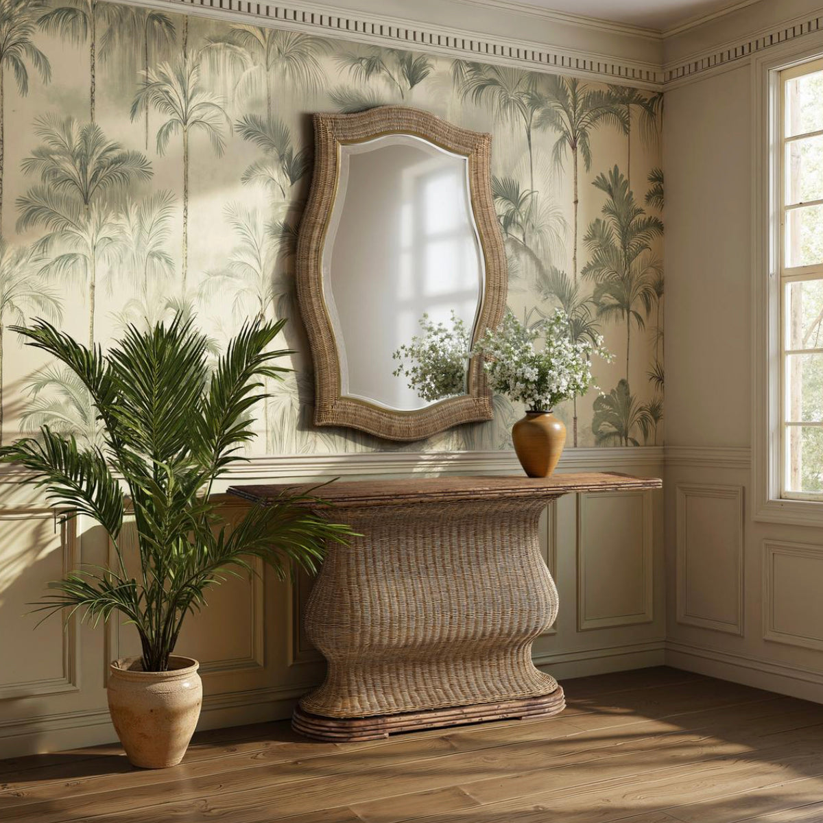 Palm Court Haven Rattan Wall Mirror