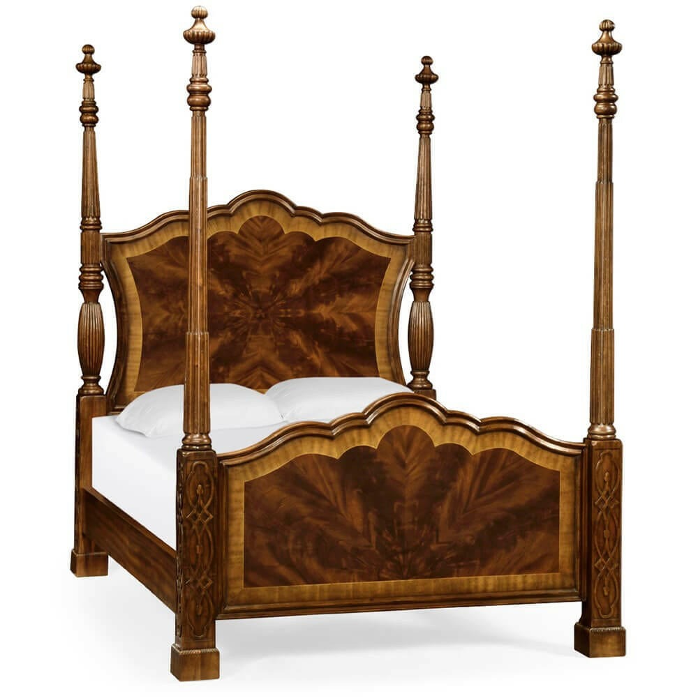 Chippendale Four Poster Bed – Mahogany, UK King