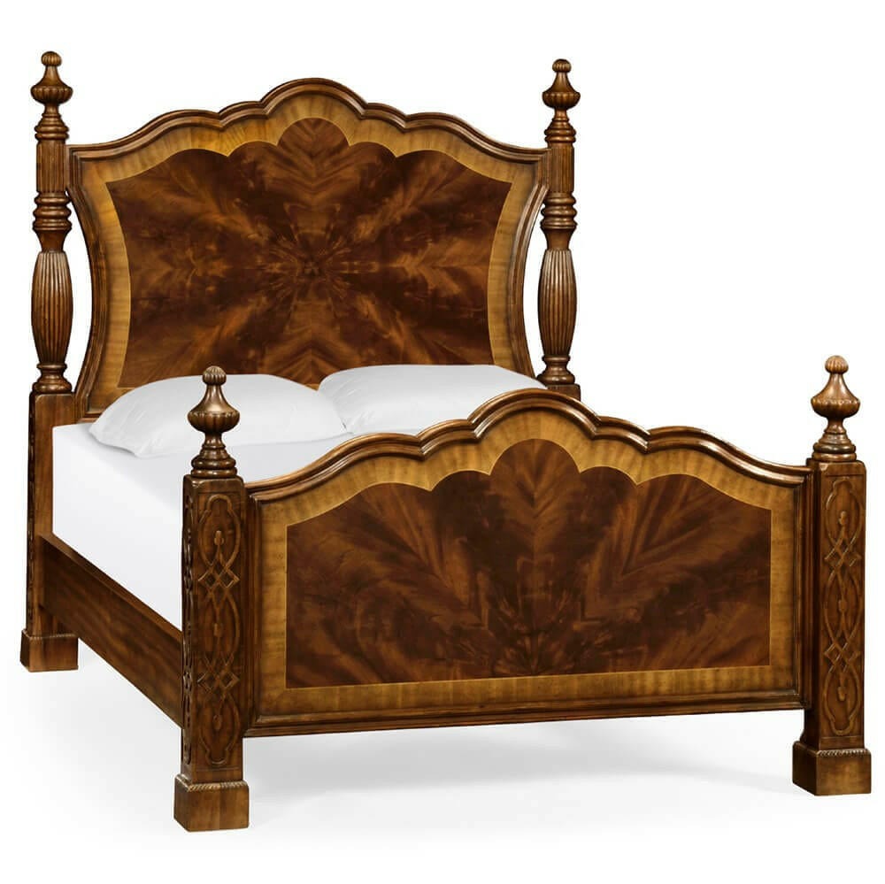 Chippendale Four Poster Bed – Mahogany, UK King