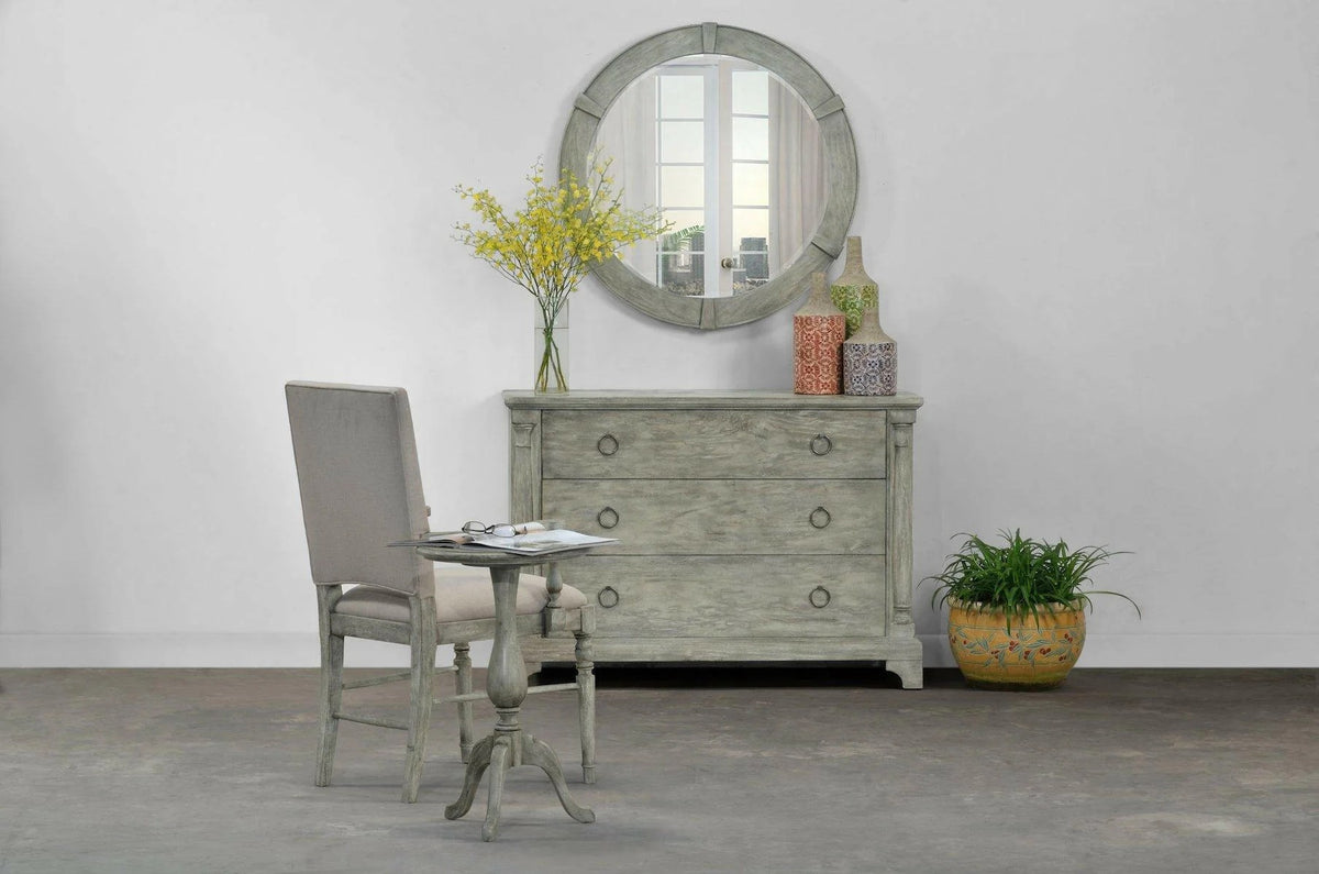 Rustic Grey Round Mirror