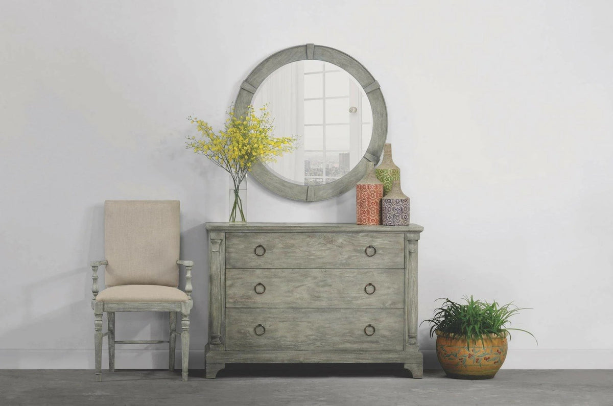 Rustic Grey Round Mirror