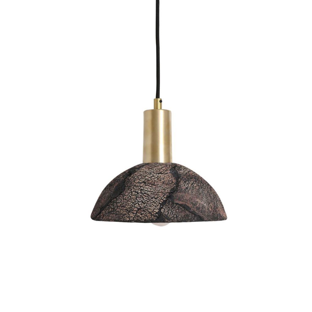 Kauri Ceramic Dome Pendant - Black Clay - Mullan Lighting