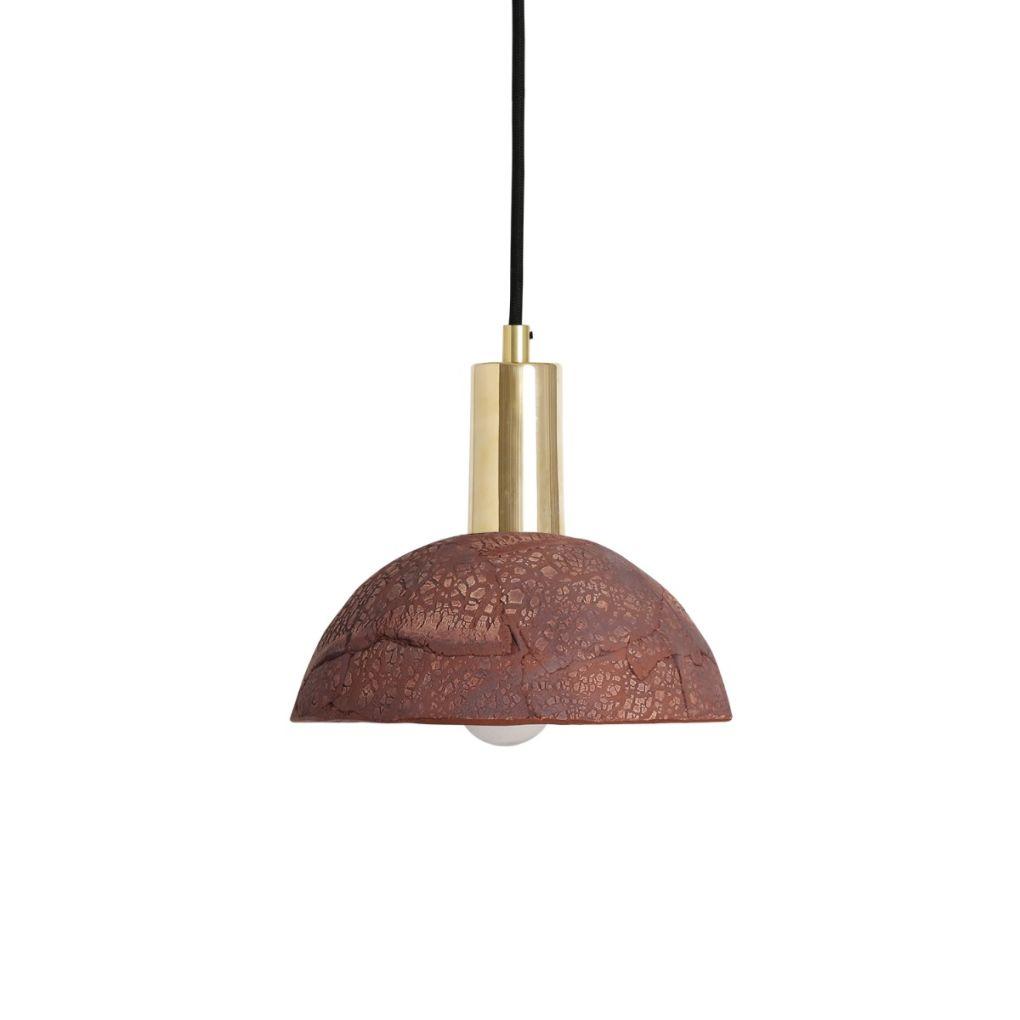 Kauri Ceramic Dome Pendant - Red Iron - Mullan Lighting