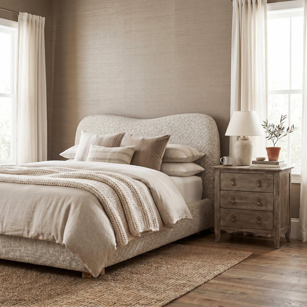 Chadlington Curved Upholstered Bed – King Size