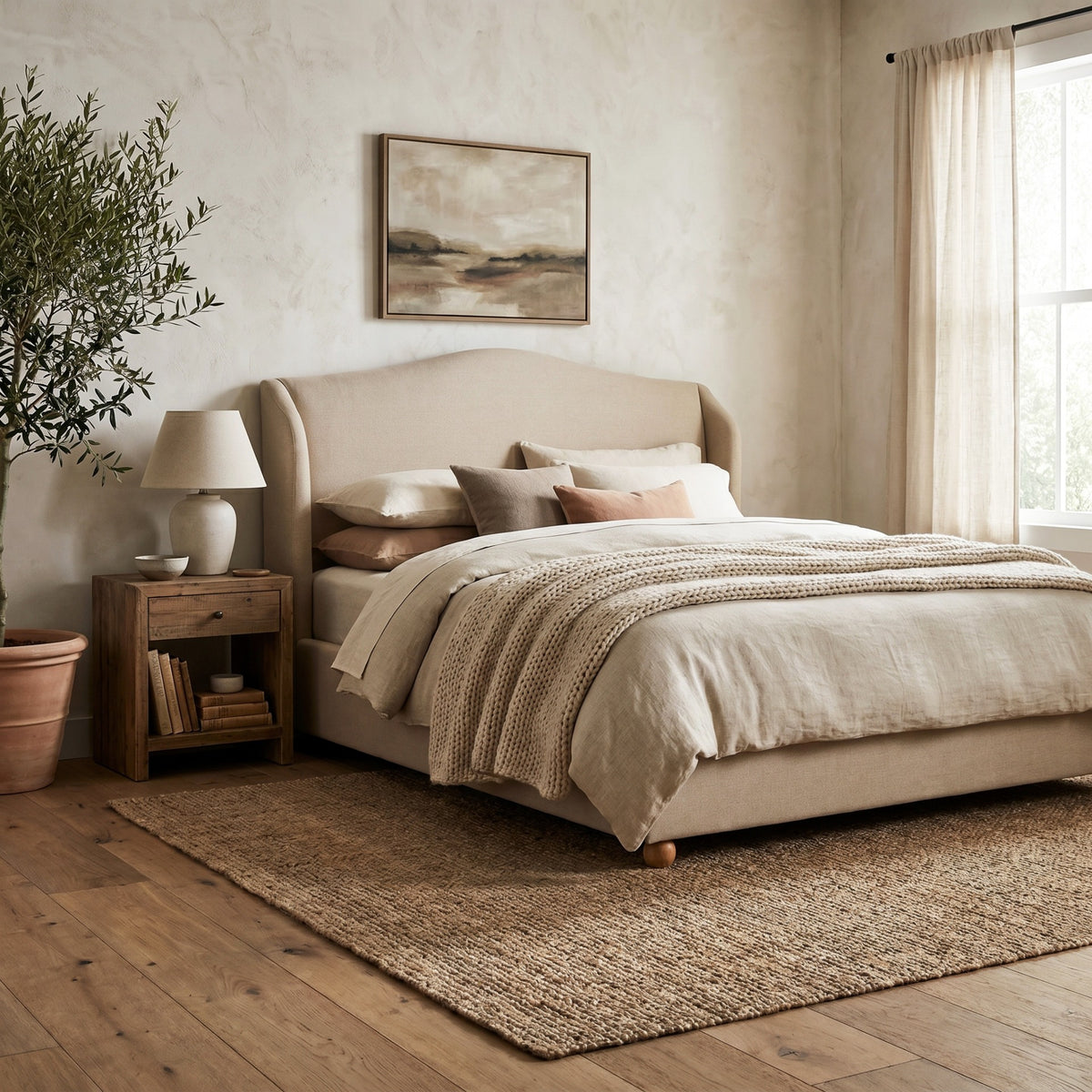 Wilmcote Winged Upholstered Bed – King Size
