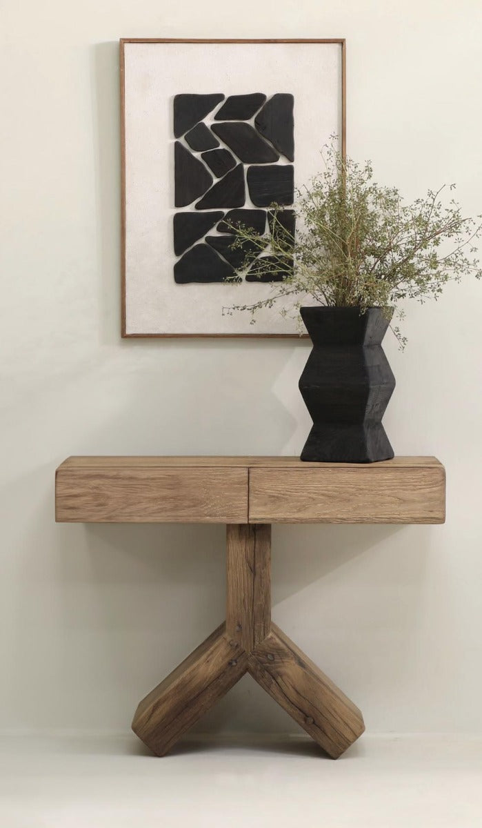 Reclaimed Oak Cross Console Table