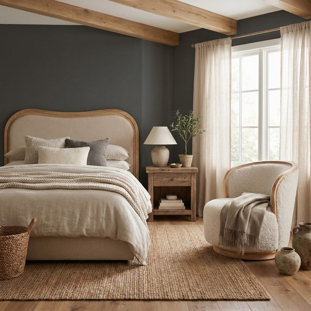 Sandford Curved Upholstered Bed – King Size