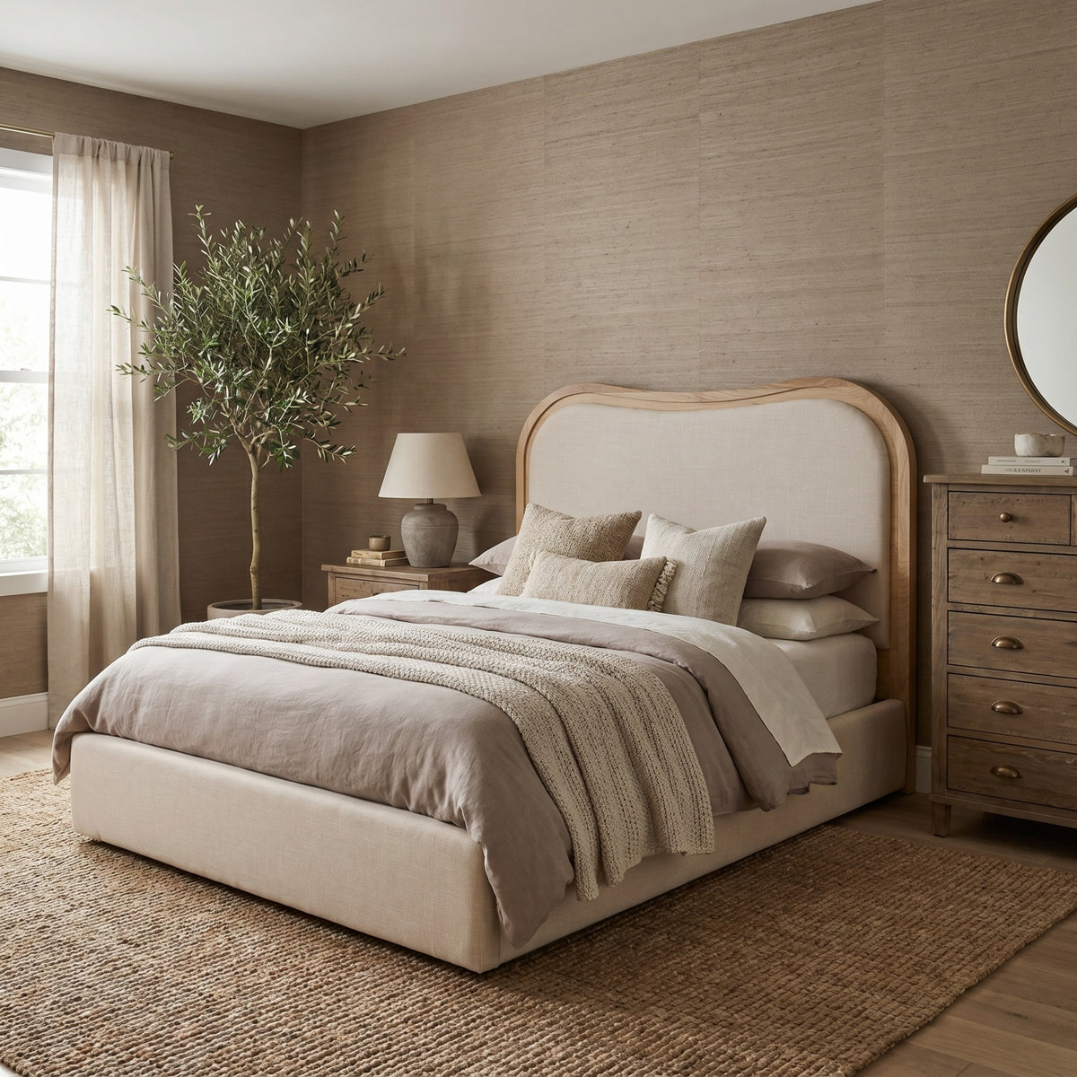 Sandford Curved Upholstered Bed – King Size