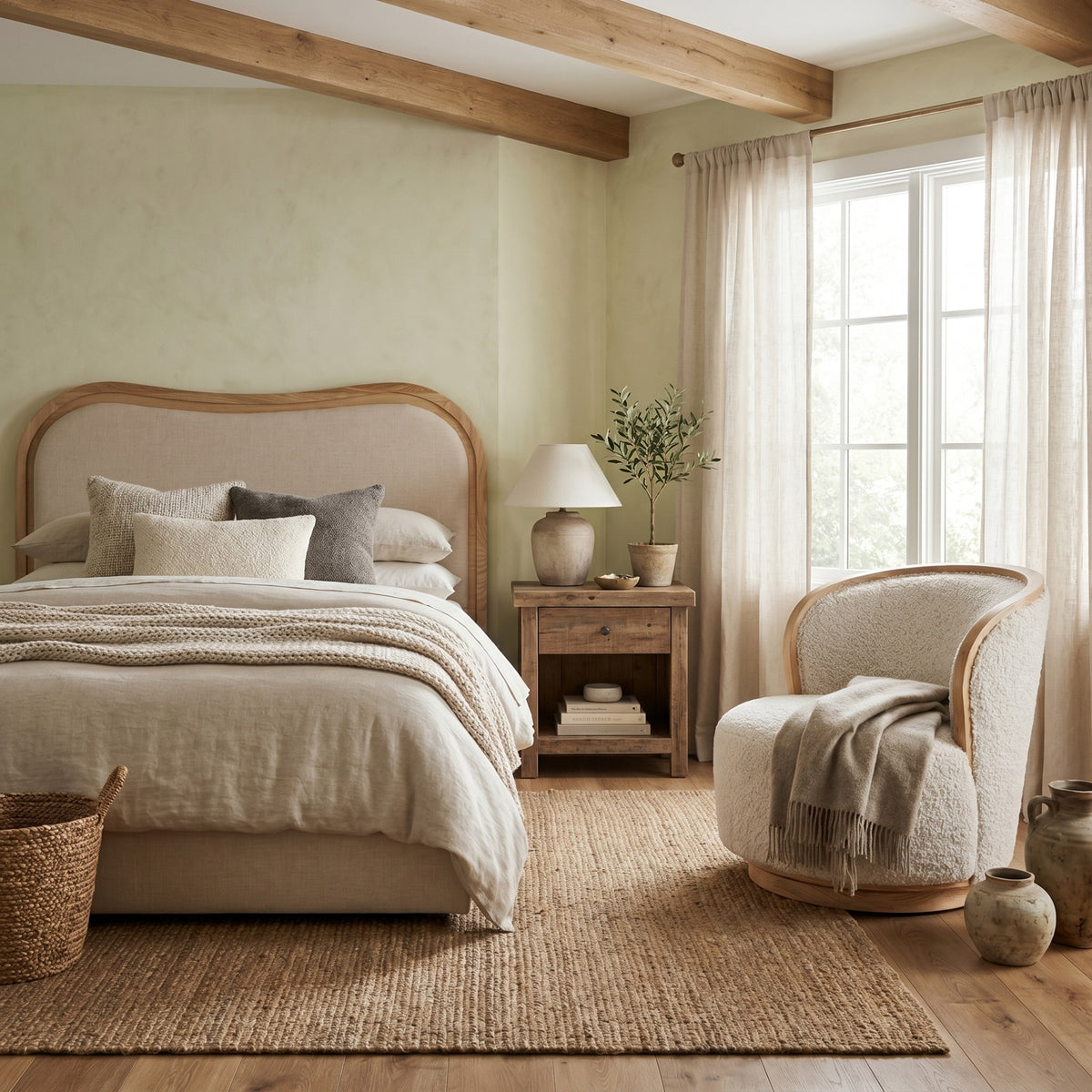 Sandford Curved Upholstered Bed – Super King