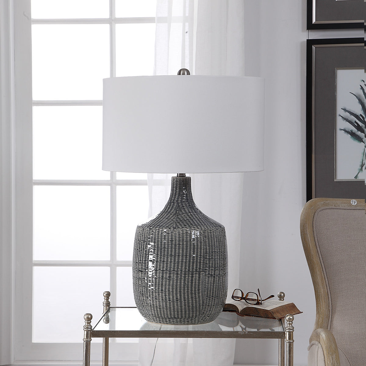 Felipe Distressed Grey Table Lamp