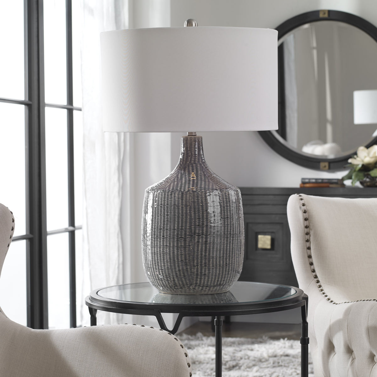 Felipe Distressed Grey Table Lamp