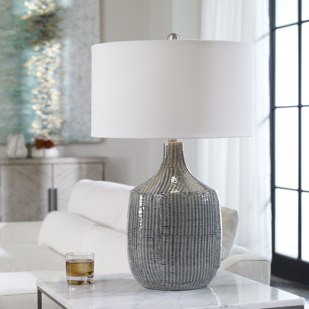 Felipe Distressed Grey Table Lamp