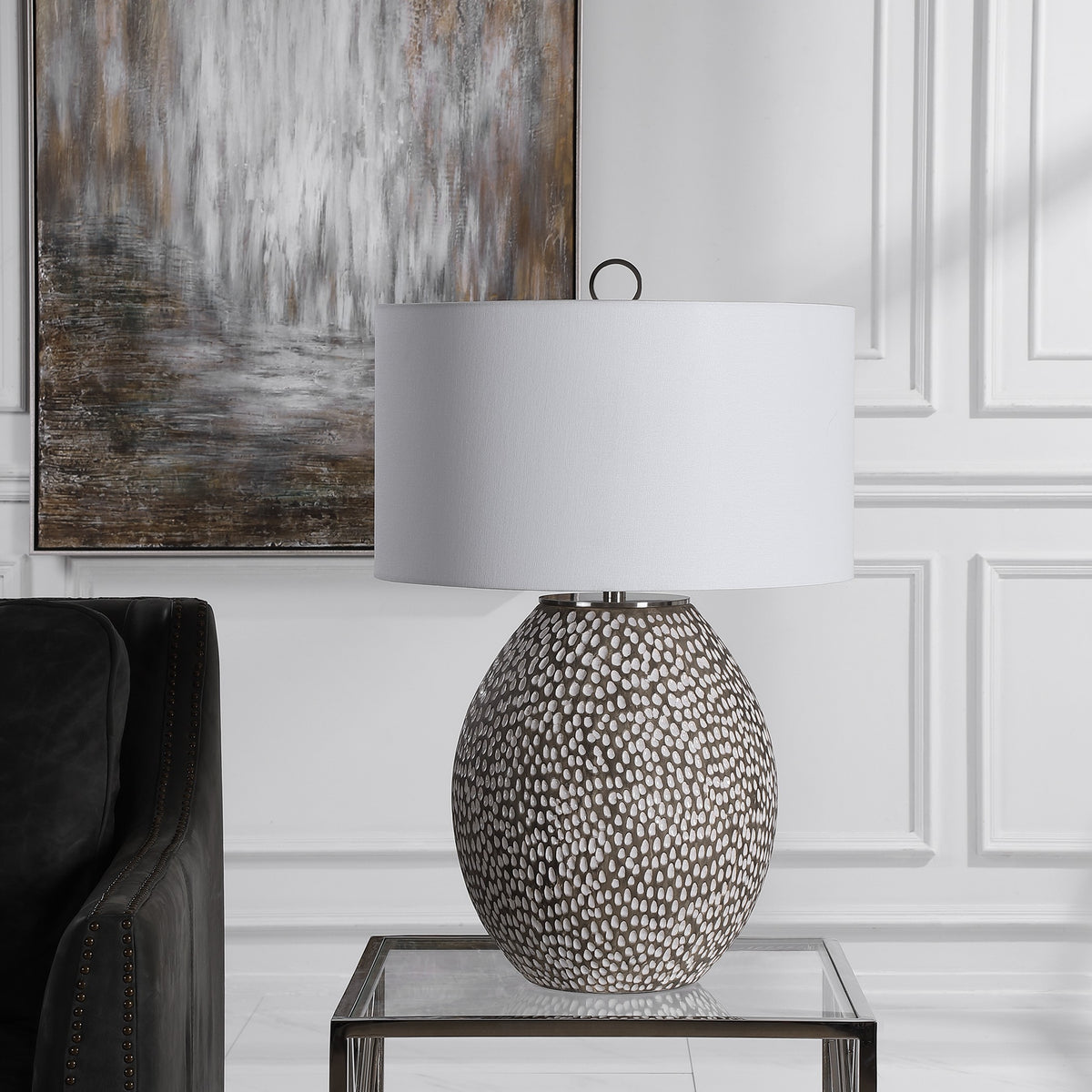 Cyprien Grey and White Table Lamp