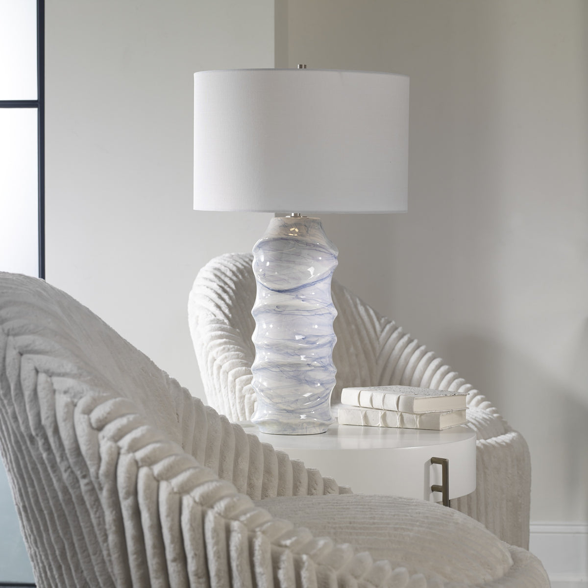 Waves Blue and White Table Lamp