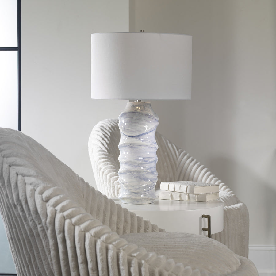 Waves Blue and White Table Lamp