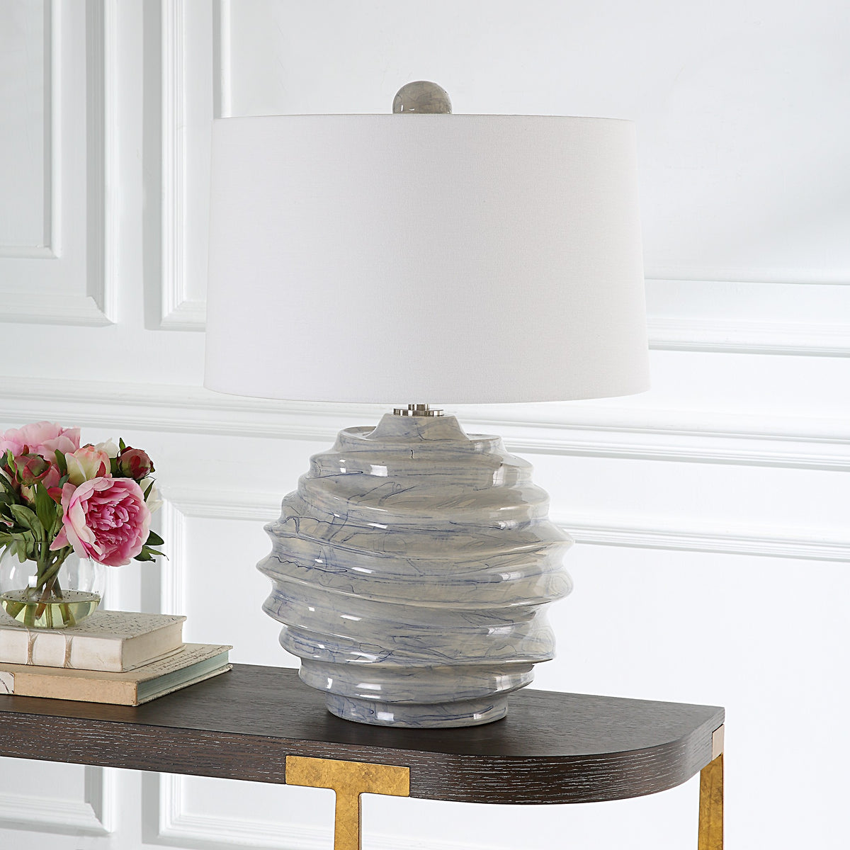 Waves Blue and White Accent Lamp
