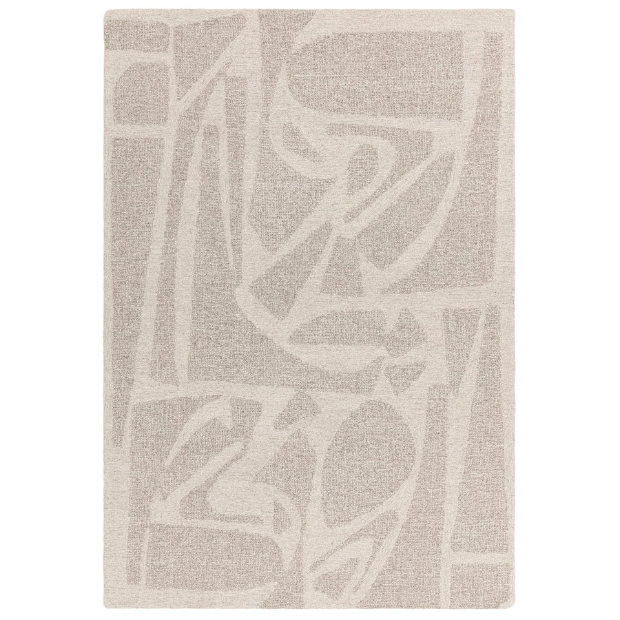 Loxley Linen wool rug shown on a white background, showcasing its natural abstract weave