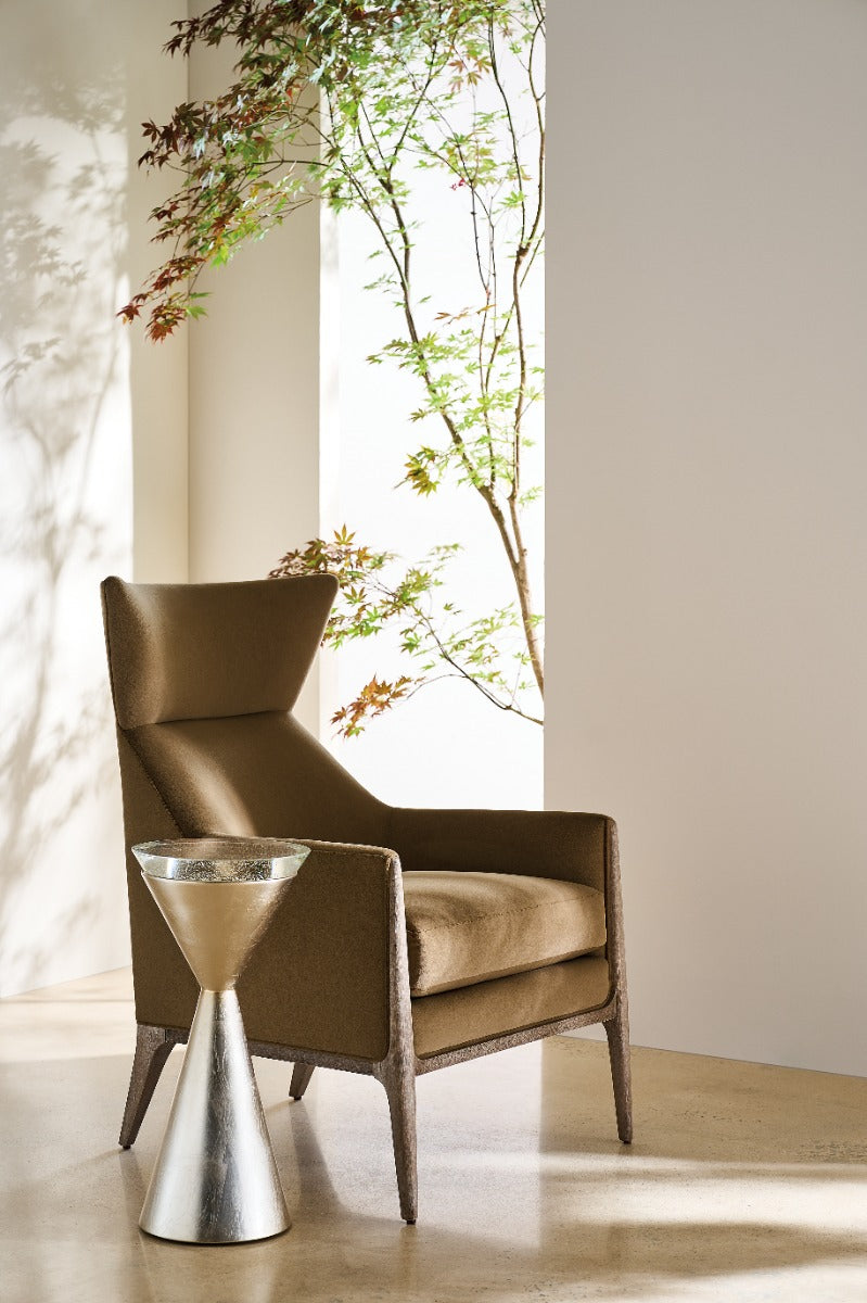Spy Glass Drinks Table – Taupe Silver Leaf