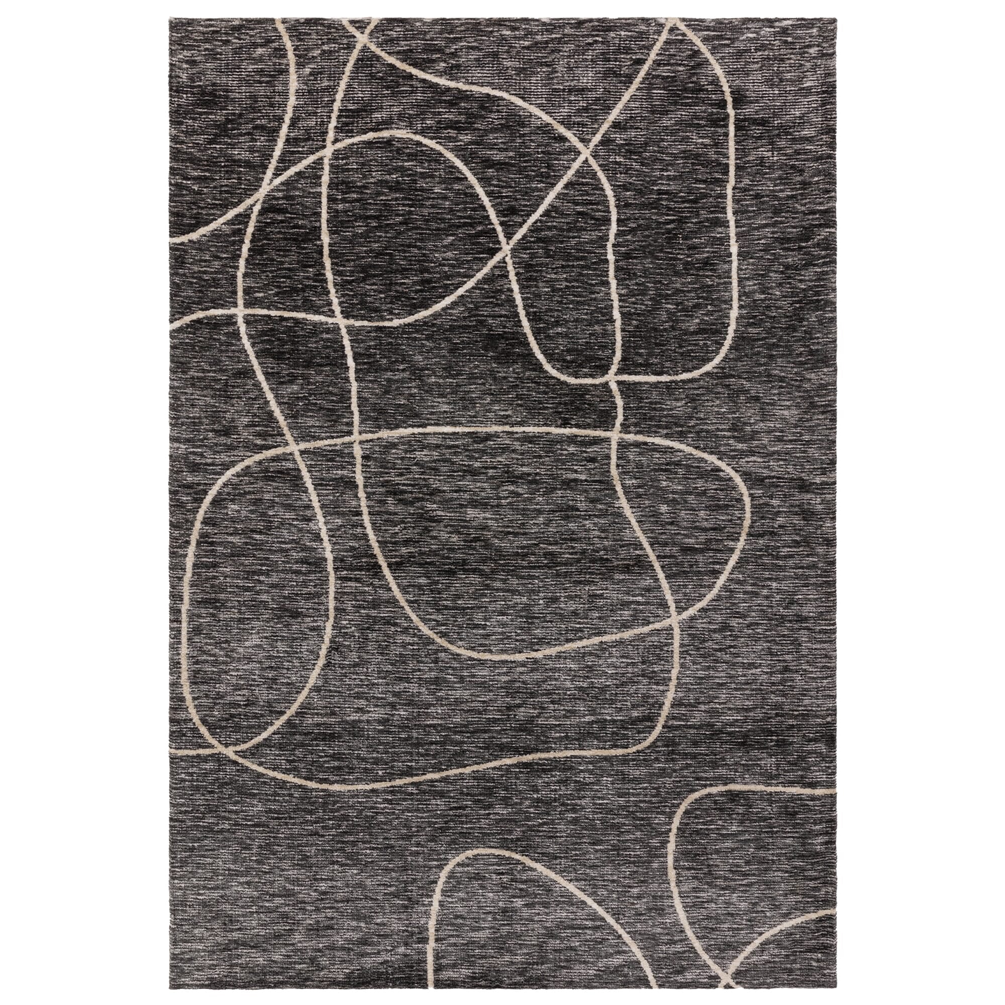 Mason Linear knitted rug in neutral abstract Ikat design, white background