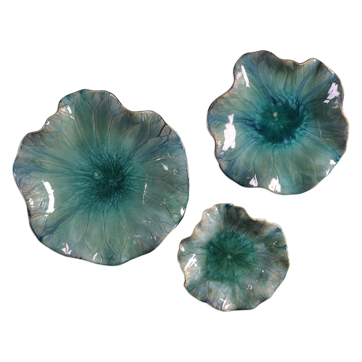Abella Ceramic Wall-Mounted Bowls – Muted Blue, Set of 3