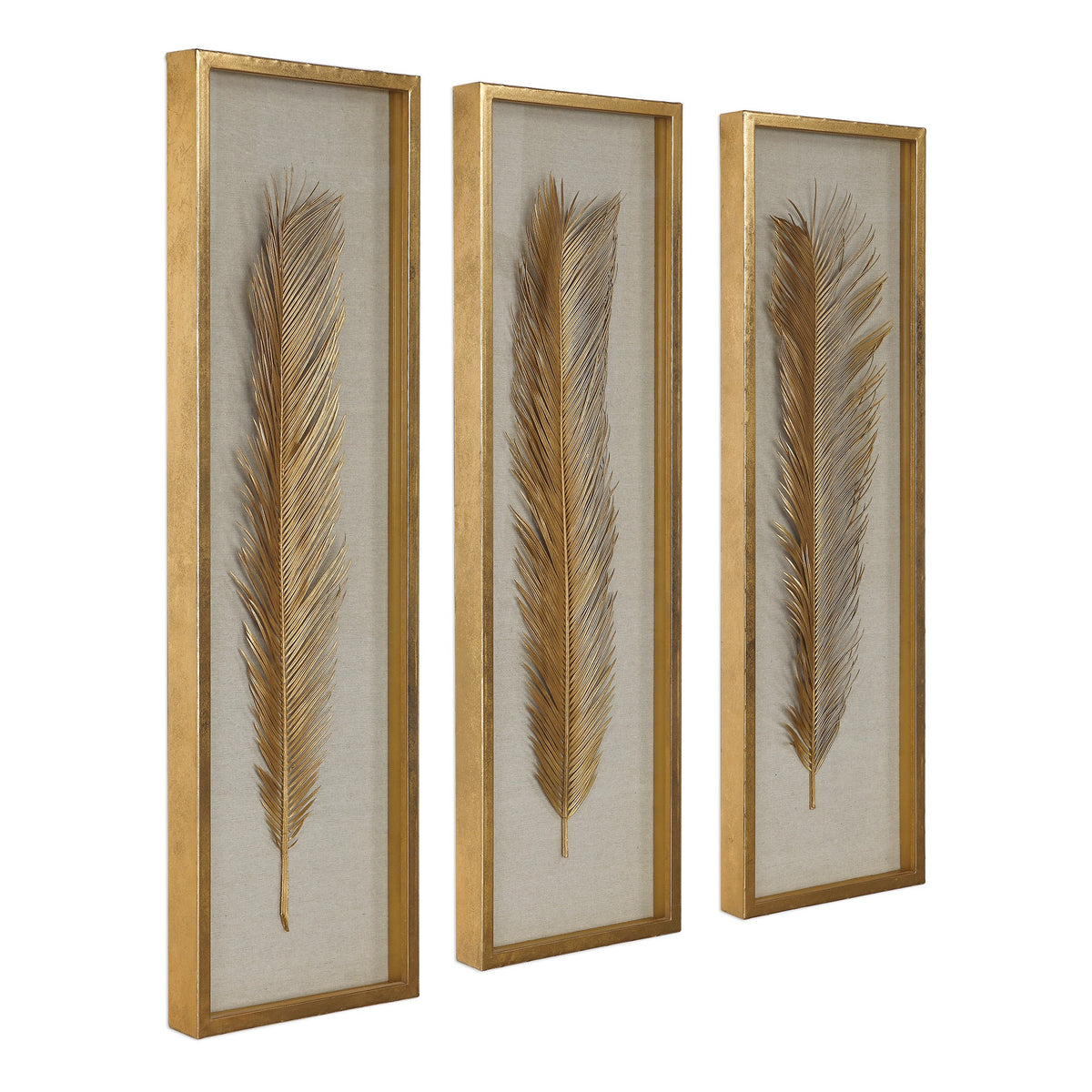 Palma Gold Leaf Shadow Box – Set of 3