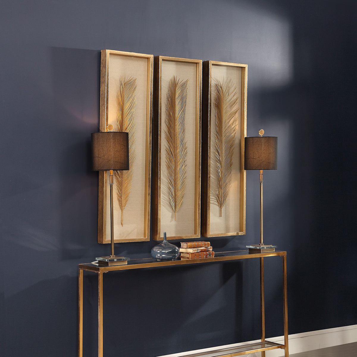 Palma Gold Leaf Shadow Box – Set of 3