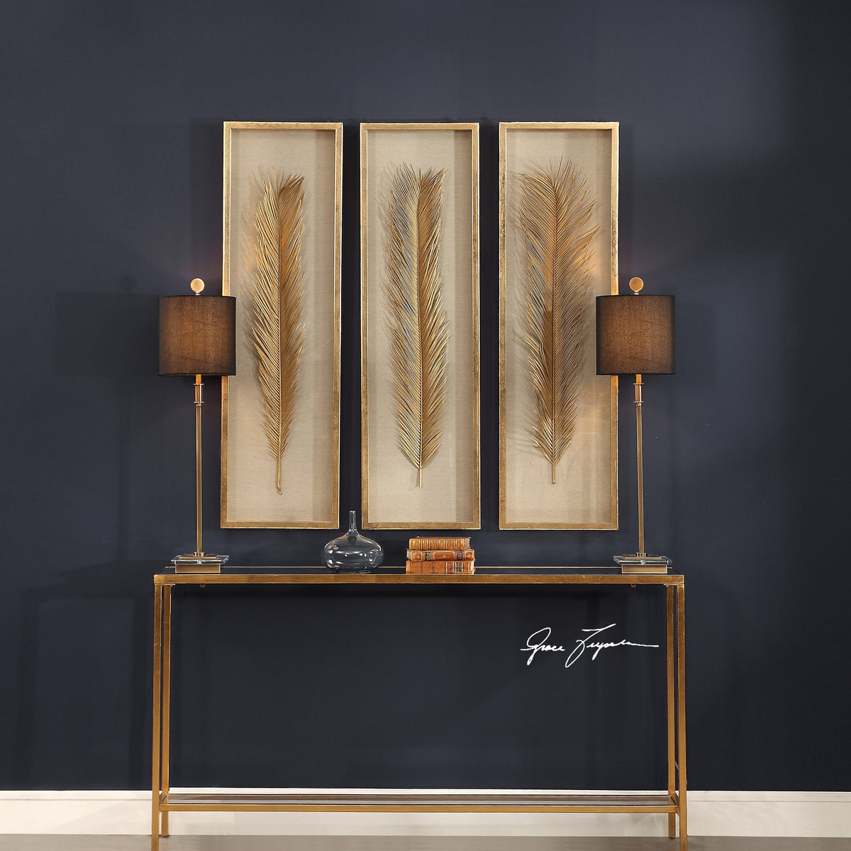 Palma Gold Leaf Shadow Box – Set of 3
