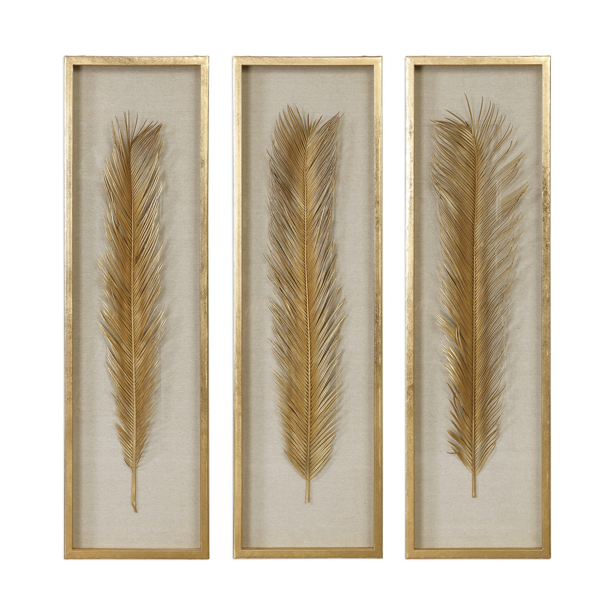 Palma Gold Leaf Shadow Box – Set of 3