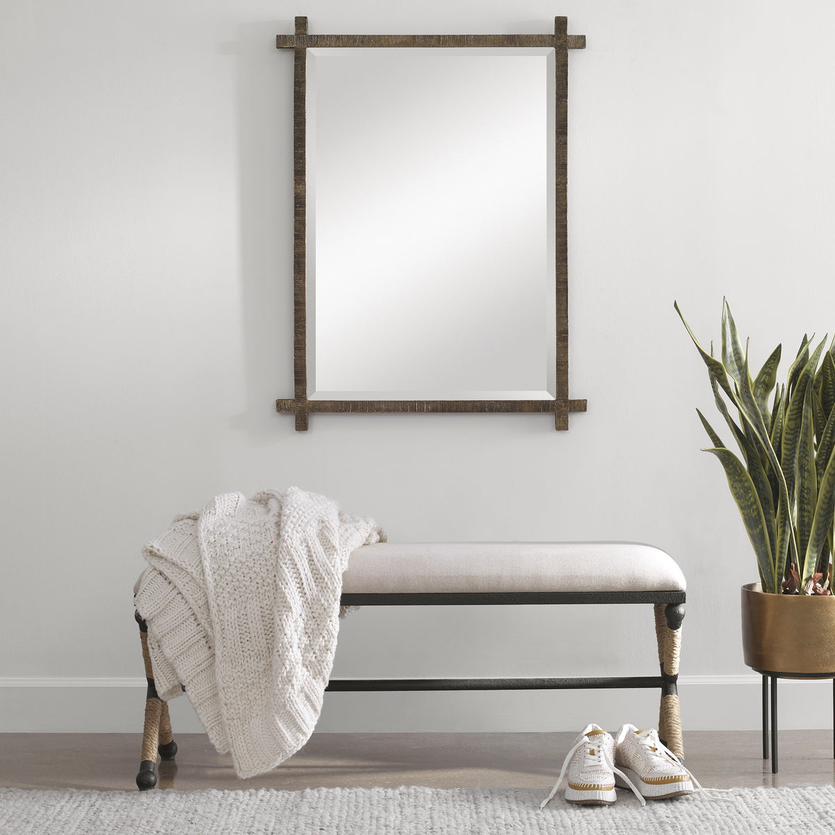 Abanu Rectangular Vanity Mirror – Gold