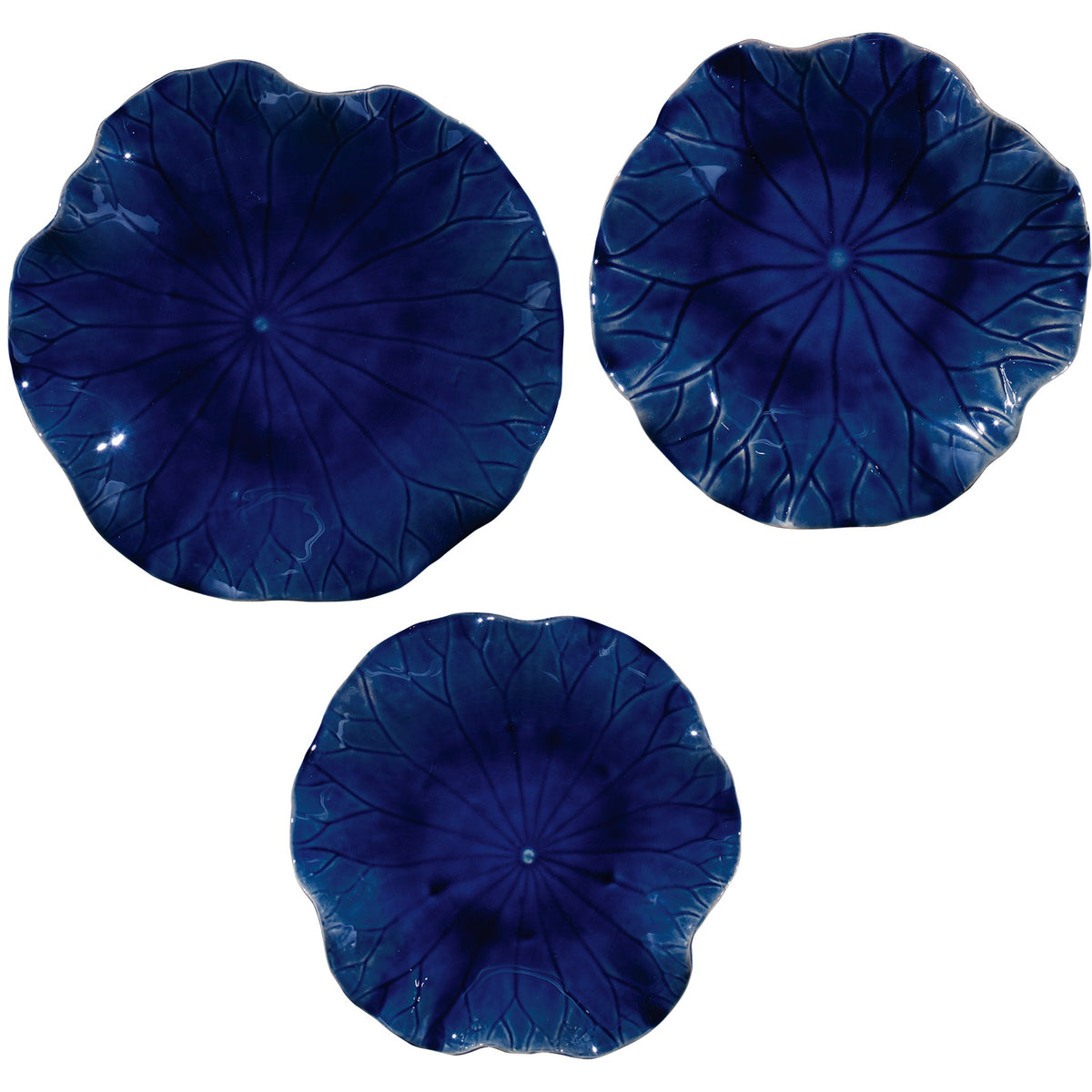 Abella Ceramic Wall-Mounted Bowls – Cobalt Blue, Set of 3