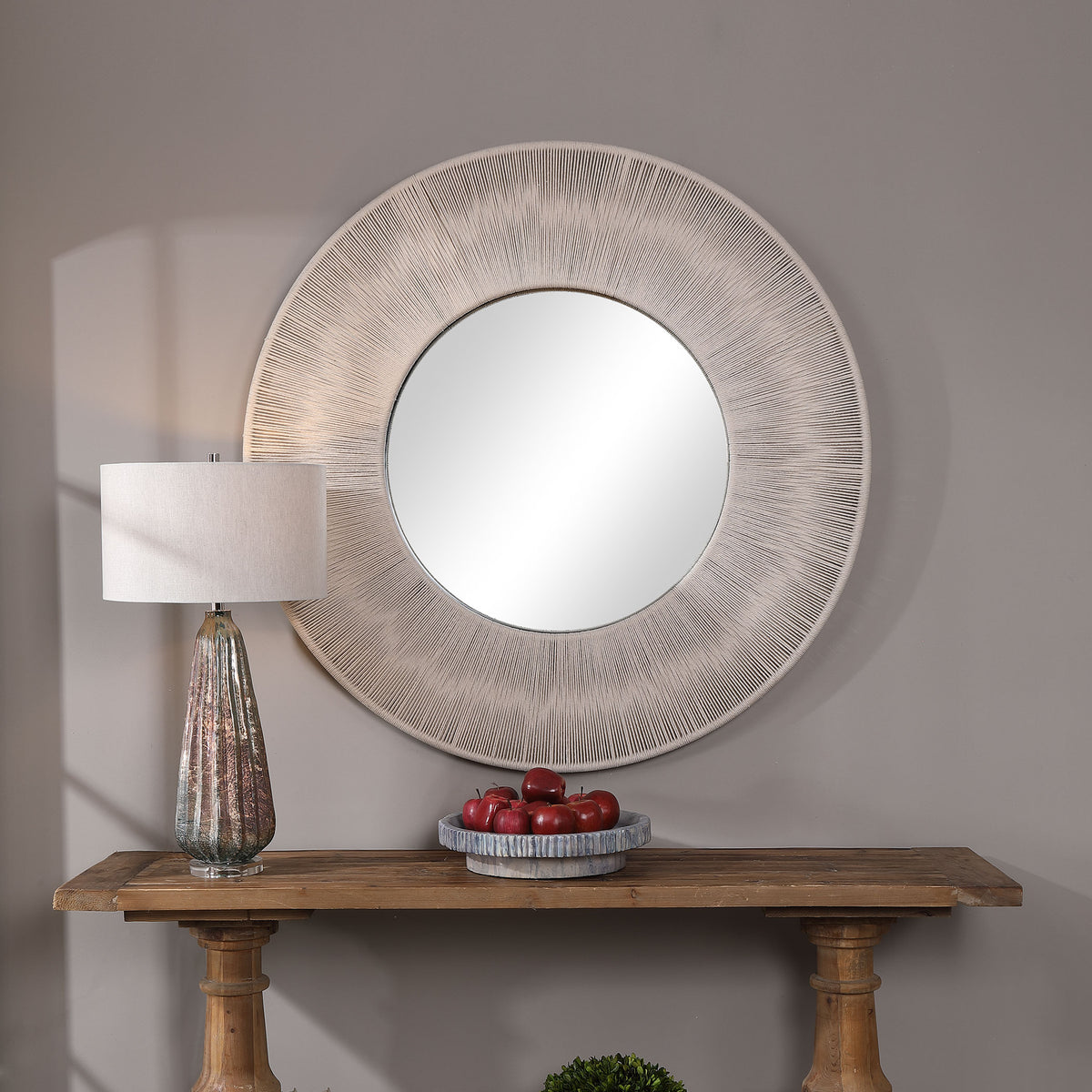 Sailor's Knot Round Mirror – Beige Rope