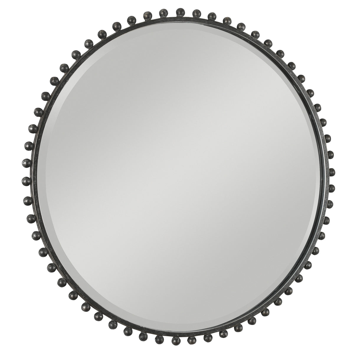 Taza Round Iron Mirror – Distressed Black