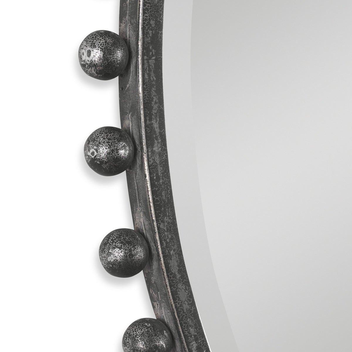 Taza Round Iron Mirror – Distressed Black